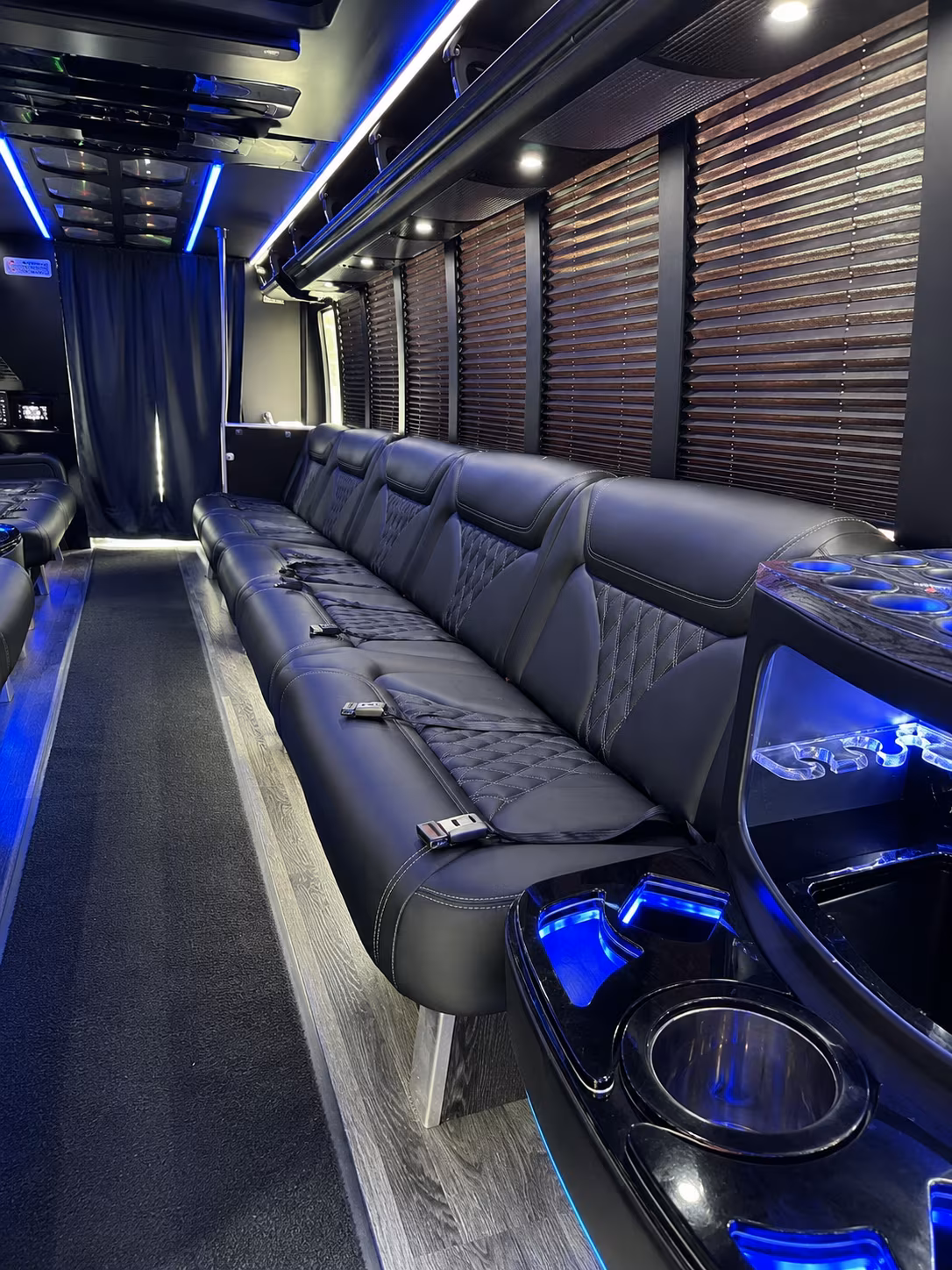 Thornton Private Event Transportation party bus exterior
