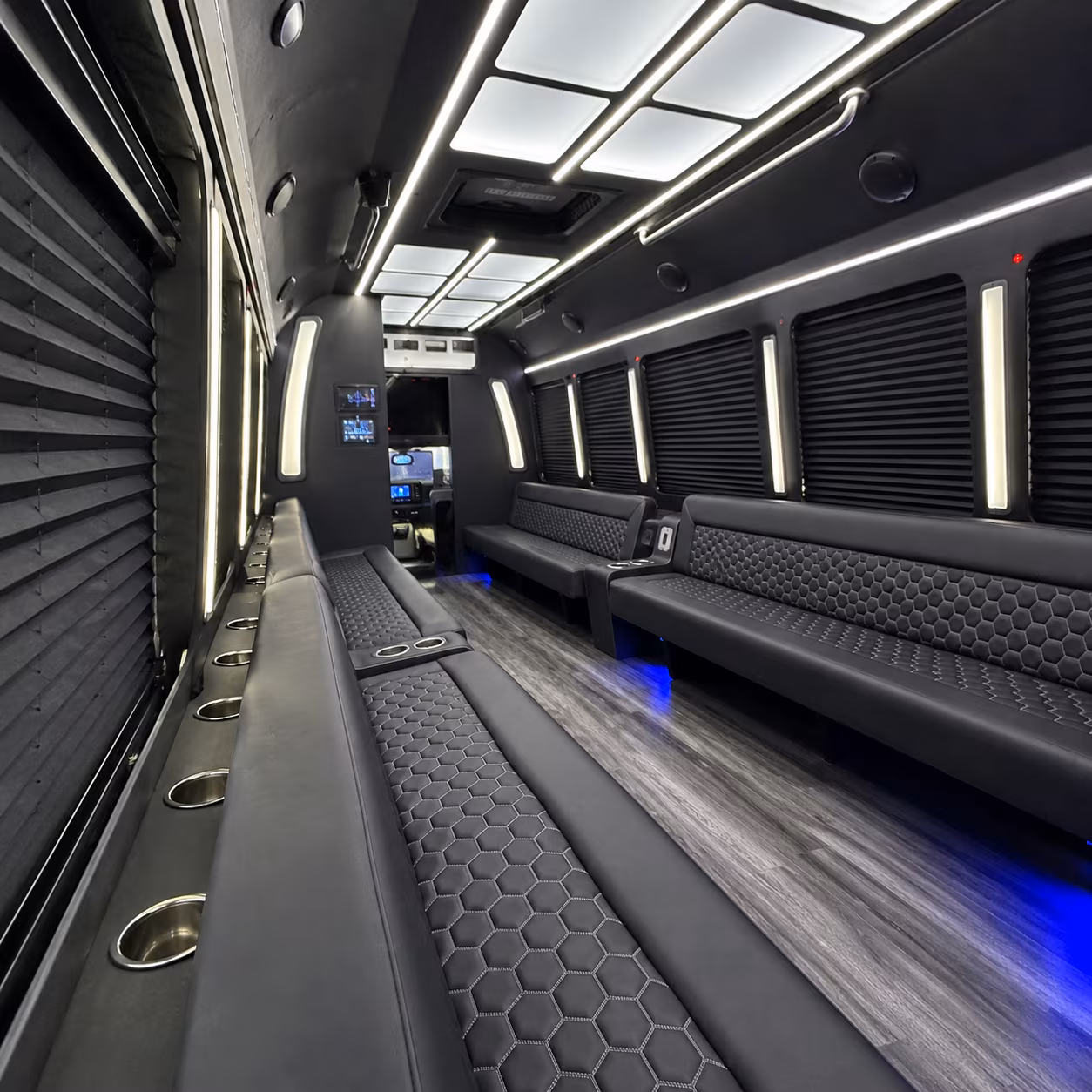 Thornton Private Event Transportation party bus exterior