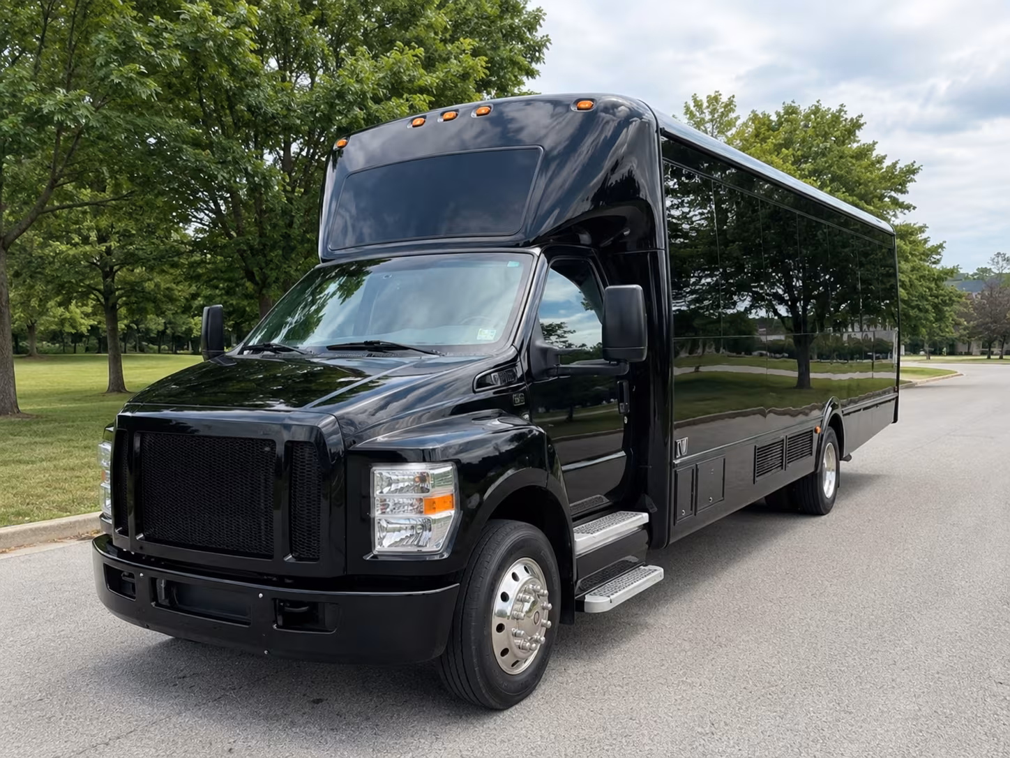 Thornton Wedding Transportation party bus exterior