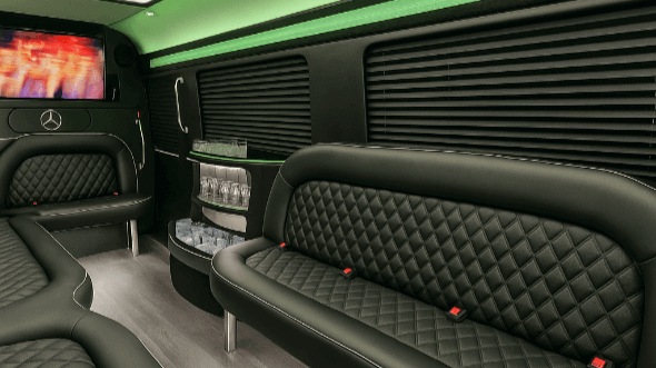 Interior of Thornton Party Bus Company's 14 Passenger Sprinter Limousine in Commerce City
