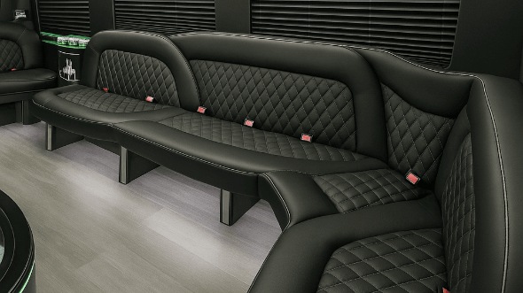 Interior of Thornton Party Bus Company's 15 Passenger Party Bus in Arvada