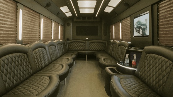 Interior of Thornton Party Bus Company's 20 Passenger Party Bus in Aurora