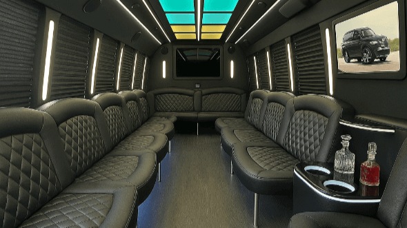 Interior of Thornton Party Bus Company's 20 Passenger Party Bus in Boulder