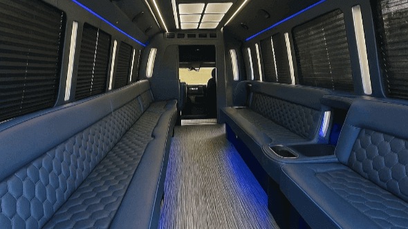 Interior of Thornton Party Bus Company's 20 Passenger Party Bus in Centennial