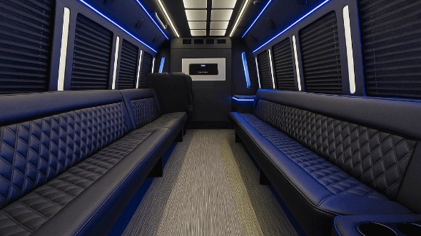 Interior of Thornton Party Bus Company's 20 Passenger Party Bus in Thornton