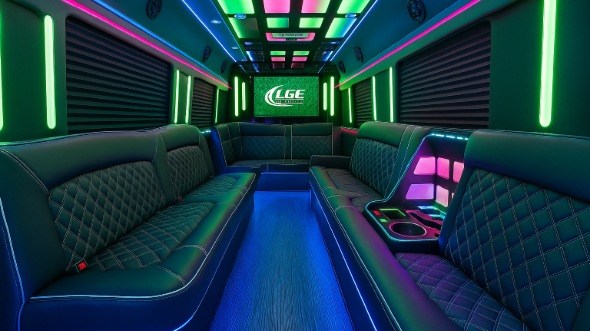 Interior of Thornton Party Bus Company's 30 Passenger Party Bus in Thornton