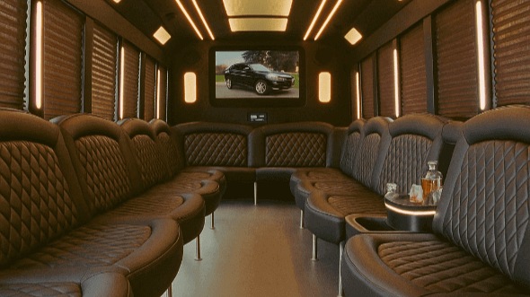 Interior of Thornton Party Bus Company's 30 Passenger Party Bus in Westminster
