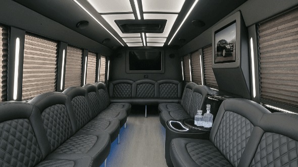 Interior of Thornton Party Bus Company's 40 Passenger Party Bus in Arvada