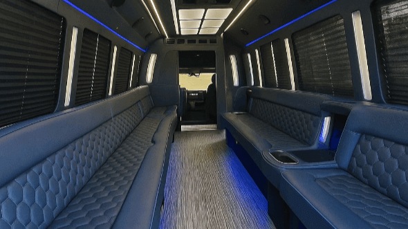 Interior of Thornton Party Bus Company's 40 Passenger Party Bus in Lakewood