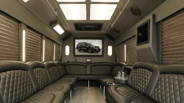 Interior of Thornton Party Bus Company's 40 Passenger Party Bus in Longmont