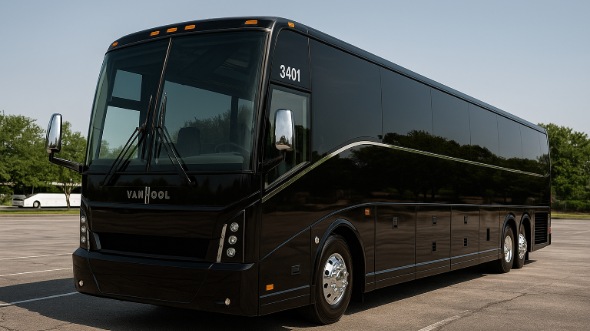 Exterior of Thornton Party Bus Company's 46 Passenger Charter Bus in Thornton