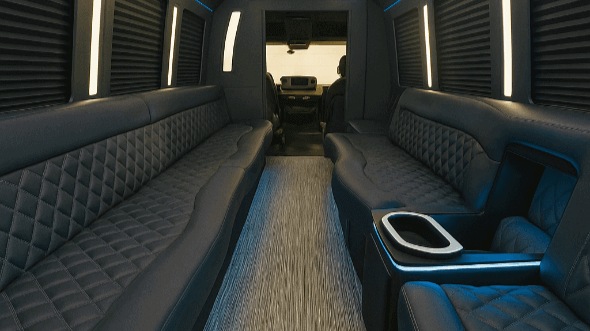 Interior of Thornton Party Bus Company's 50 Passenger Party Bus in Arvada