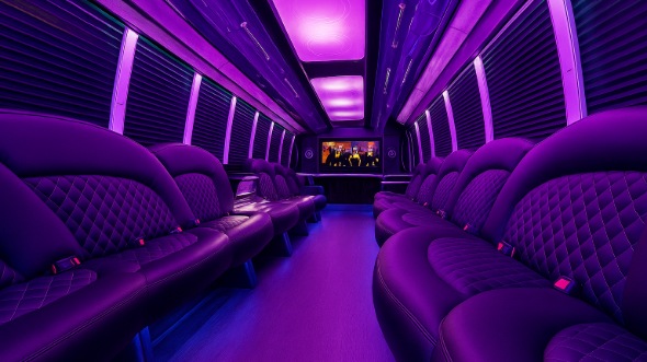 Interior of Thornton Party Bus Company's 50 Passenger Party Bus in Thornton