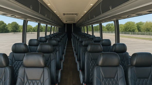 Interior of Thornton Party Bus Company's 54 Passenger Charter Bus in Thornton