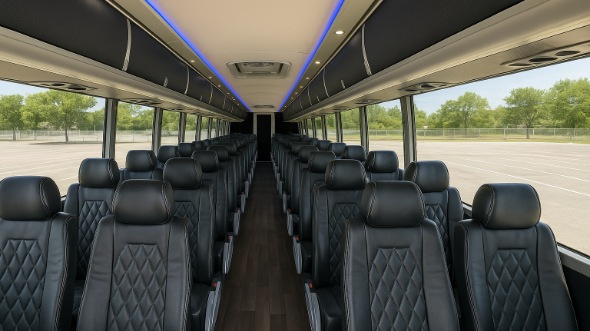 Interior of Thornton Party Bus Company's 55 Passenger Charter Bus in Thornton