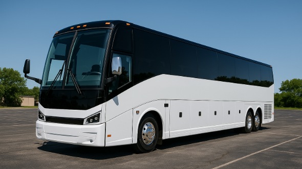 Exterior of Thornton Party Bus Company's 55 Passenger Charter Bus in Thornton