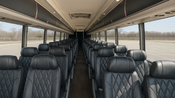 Interior of Thornton Party Bus Company's 56 Passenger Charter Bus in Thornton