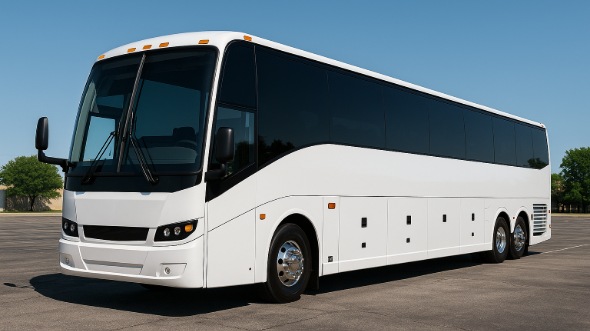 Exterior of Thornton Party Bus Company's 56 Passenger Charter Bus in Thornton