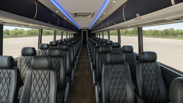 Interior of Thornton Party Bus Company's ADA Charter Bus in Thornton
